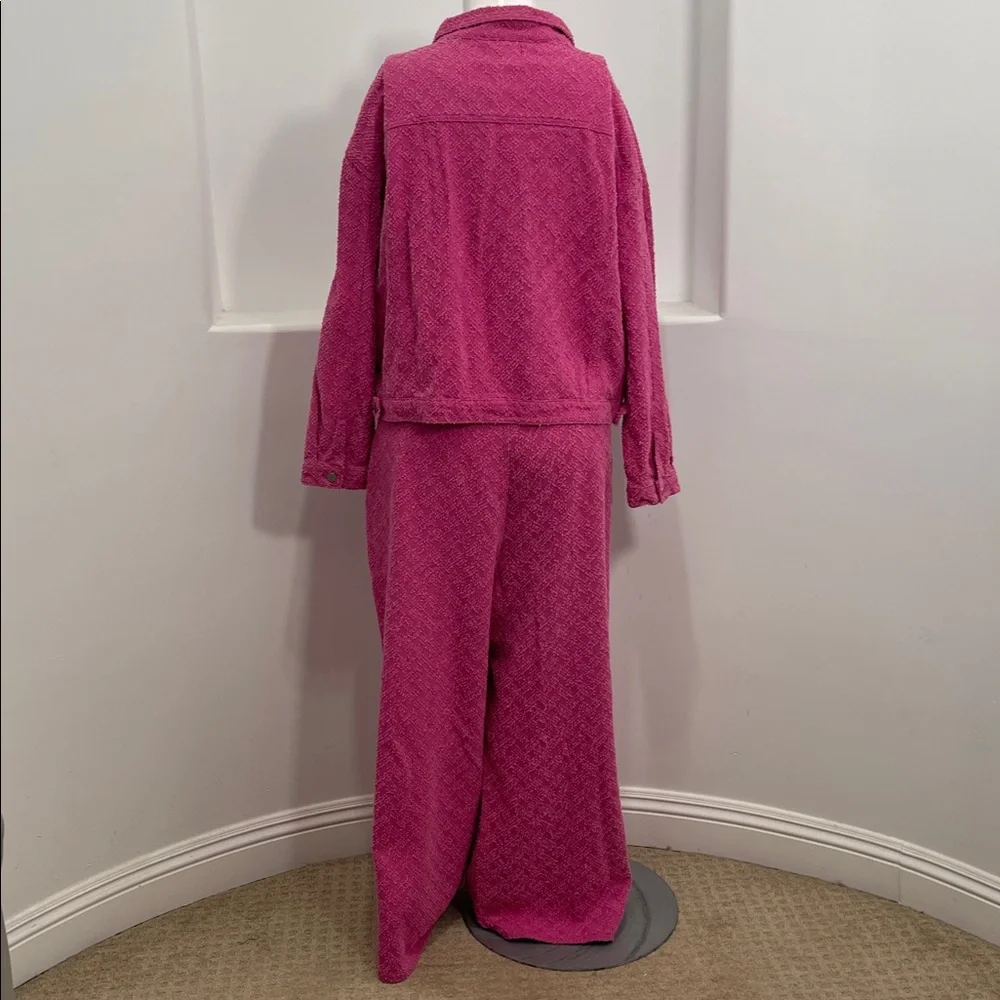 CIDER Pink Jacquard Denim Jacket & Pants Set Size 3XL NWT